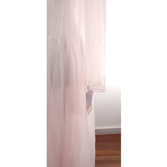Vintage Beth Michaels Satin Nightgown with Sheer Robe Pink Sz Small - Picture 5 of 10